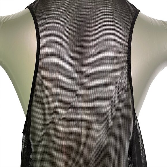 Tildon Black Sheer See-Through Damask Sequin Front Racerback Tank Top Size S - Picture 7 of 9
